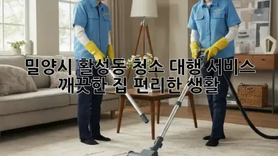 밀양시 활성동 청소 대행 서비스: 깨끗한 집, 편리한 생활!